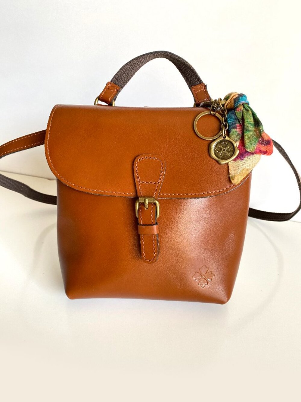 Patricia Nash Vantoni Small Leather Convertible Backpack Bag Brown